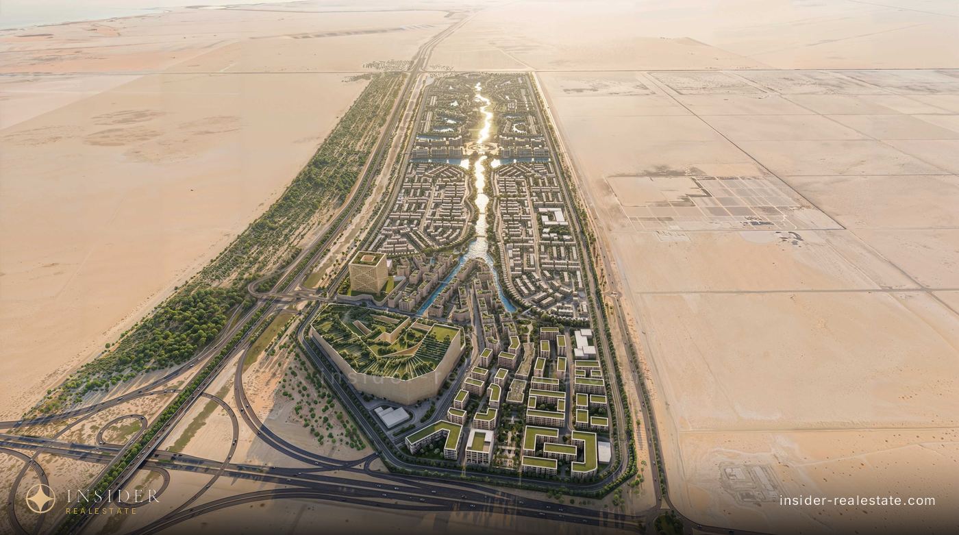 Render of Mira Hills in the desert beside the E11 between Dubai and Abu Dhabi