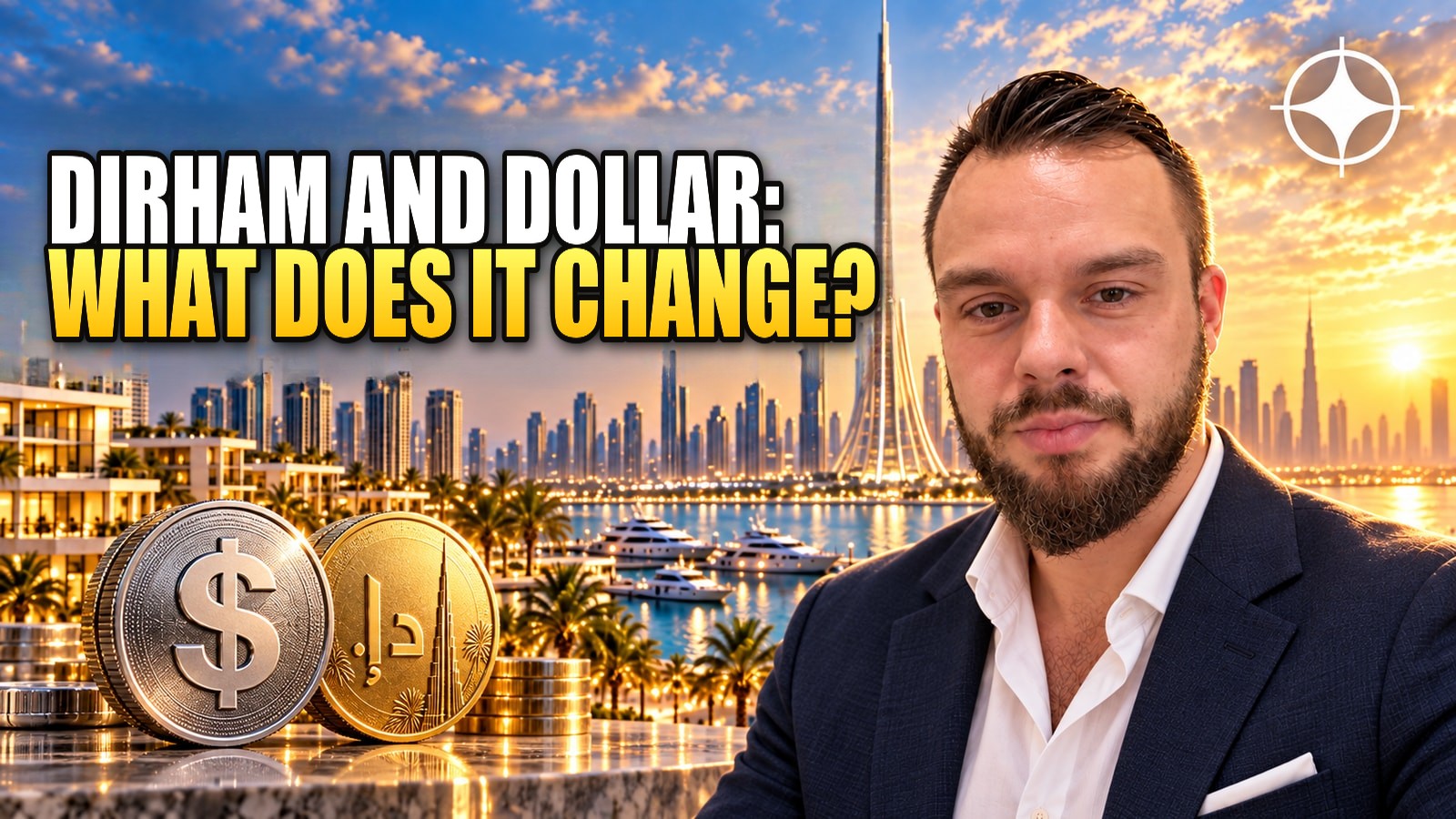 The dirham is pegged to the dollar: what that removes from a Dubai purchase, and what it does not
