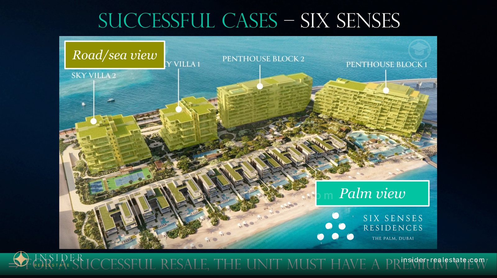 Render of Six Senses Residences with units marked by outlook